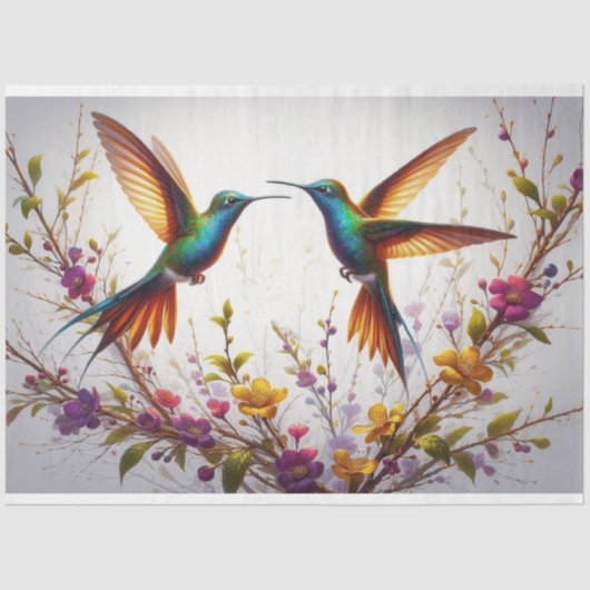 Hummingbird Floral Fauna Decoupage Tissue Paper Seidenpapier (Vorderseite)