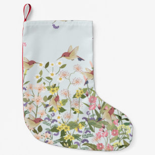 Hummingbird Floral Garden Vintag Illustration Kleiner Weihnachtsstrumpf