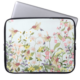 Hummingbird Floral Garden Vintag Illustration Laptopschutzhülle