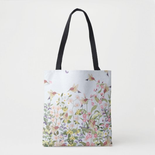 Hummingbird Floral Garden Vintag Illustration Tasche (Vorderseite)
