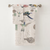 Hummingbird Floral Sea Turtle Französisch Ephemere Badhandtuch Set (Insitu)
