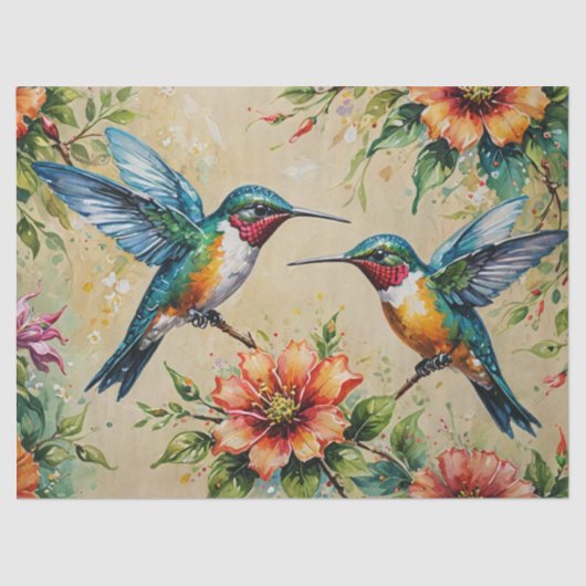 Hummingbird Floral Seidenpapier (Vorderseite)