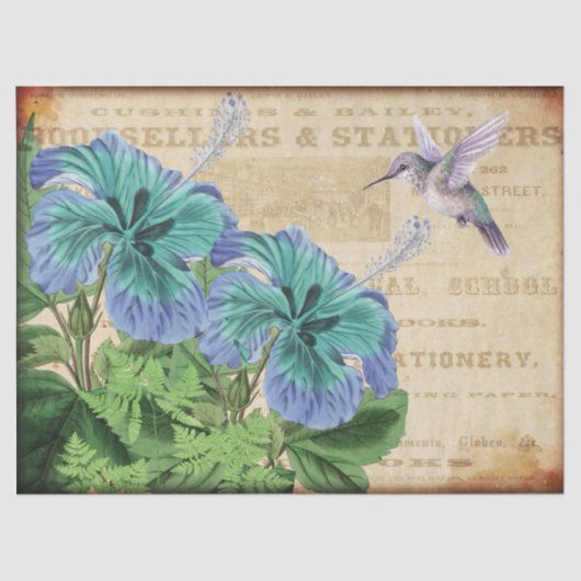 Hummingbird Floral Vintag Decoupage Seidenpapier (Vorderseite)