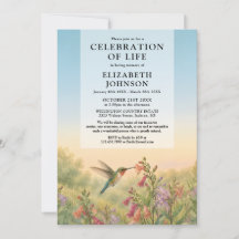Hummingbird Floral Watercolor Celebration of Life