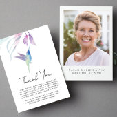 Hummingbird Floral Watercolor Foto Memorial Dankeskarte