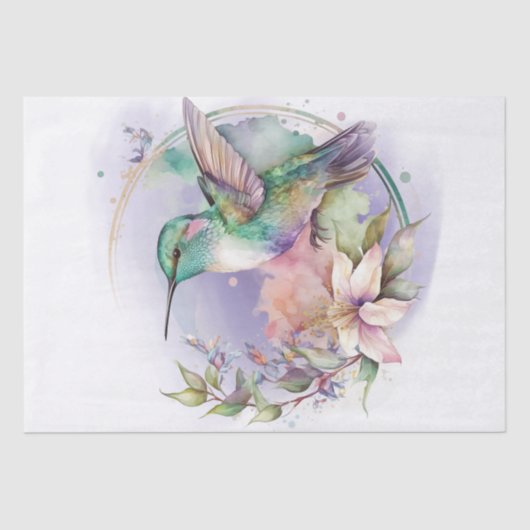 Hummingbird Floral Watercolor Seidenpapier (Vorderseite)