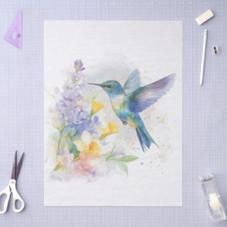 Hummingbird Floral Watercolor Seidenpapier