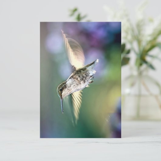 Hummingbird Flying Dankeskarte (Stehend Vorderseite)