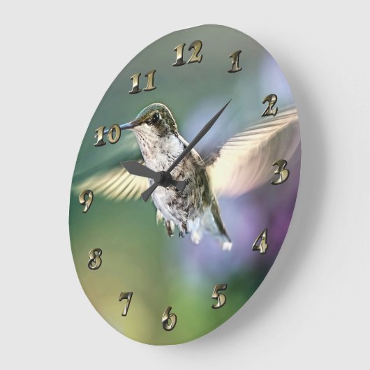 Hummingbird Flying Große Wanduhr (Winkel)