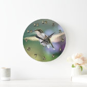 Hummingbird Flying Große Wanduhr (Zuhause)