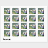 Hummingbird Flying Quadratischer Aufkleber (Blatt)