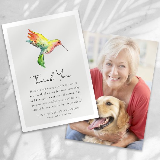 Hummingbird Foto Beileid Beerdigung Dankeskarte
