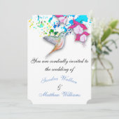 Hummingbird & Fuchsia Elegante Hochzeitseinladunge Einladung (Stehend Vorderseite)