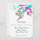 Hummingbird & Fuchsia Elegante Hochzeitseinladunge Einladung (Rückseite)