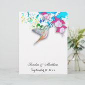 Hummingbird & Fuchsia Floral Wedding Stationery (Stehend Vorderseite)