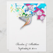 Hummingbird & Fuchsia Floral Wedding Stationery (Vorne/Hinten)