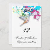 Hummingbird & Fuchsia Wedding Tischnummer Cards (Vorderseite)
