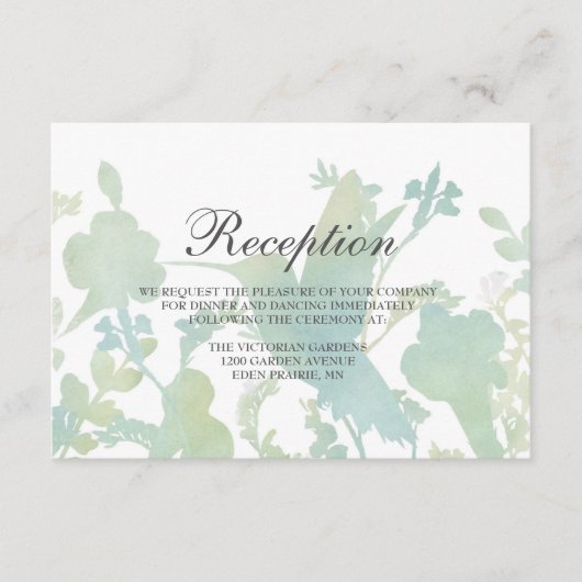 Hummingbird Garden Watercolor Hochzeitsempfang Begleitkarte (Vorderseite)