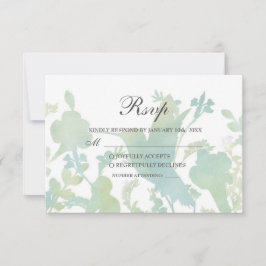 Hummingbird Garden Watercolor Wedding RSVP Card Karte