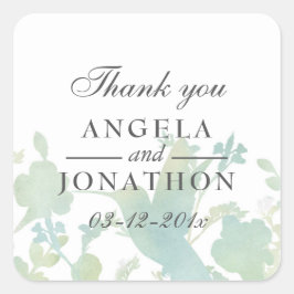 Hummingbird Garden Watercolor Wedding Vielen Dank Quadratischer Aufkleber
