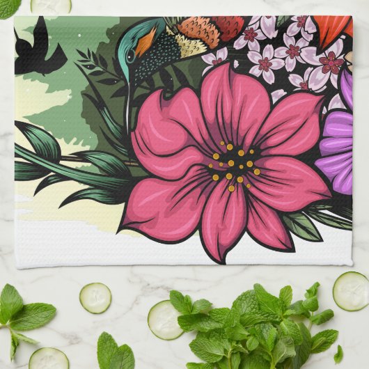 Hummingbird Garten Geschirrtuch (Gefaltet)