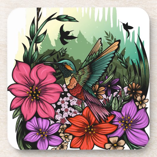 Hummingbird Garten Getränkeuntersetzer (Vorderseite)