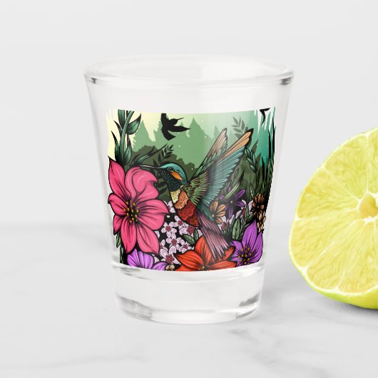 Hummingbird Garten Schnapsglas (Vorderseite)