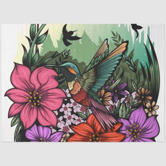 Hummingbird Garten Seidenpapier (Vorderseite)