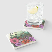 Hummingbird Garten Steinuntersetzer (Seitenansicht)