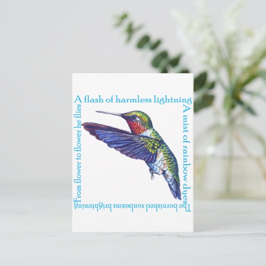 Hummingbird Gedicht Postkarte (Stehend Vorderseite)