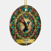 Hummingbird gesteinigtes Glas Personalisiert ausse Keramik Ornament (Rechts)