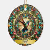 Hummingbird gesteinigtes Glas Personalisiert ausse Keramik Ornament (Links)