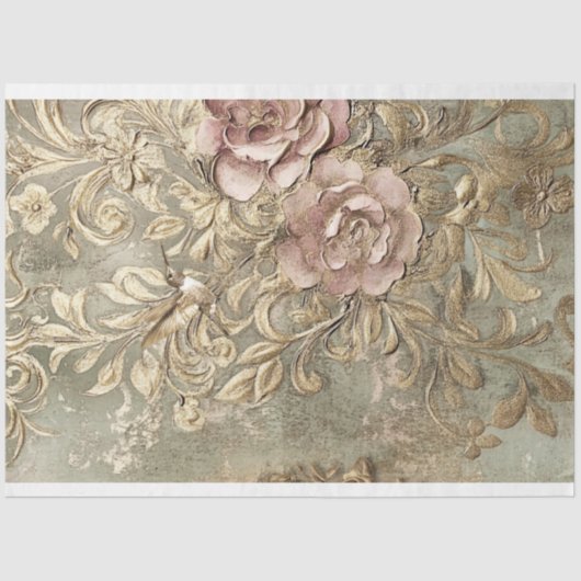 Hummingbird Gilded Patina Embosser Blumeneffekt Seidenpapier (Vorderseite)