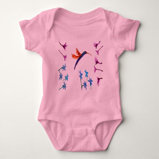 Hummingbird Girly Floral Baby Strampler (Vorderseite)