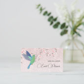 Hummingbird Girly Shiny Business Card Visitenkarte (Stehend Vorderseite)