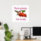 Hummingbird glaubt, weltweit lokales rotes Poster (Heimbüro)
