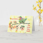 Hummingbird-Glückwünsche zur neuen Zuhause Card Karte (Gelbe Blume)