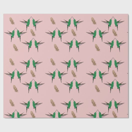 Hummingbird Gold Feathers Geschenkpapier (Flach)