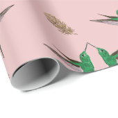 Hummingbird Gold Feathers Geschenkpapier (Rolleneckpunkt)