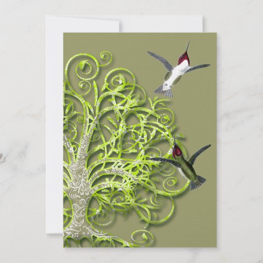 Hummingbird Golden Limon Forest Grove Tree Wedding Einladung (Rückseite)