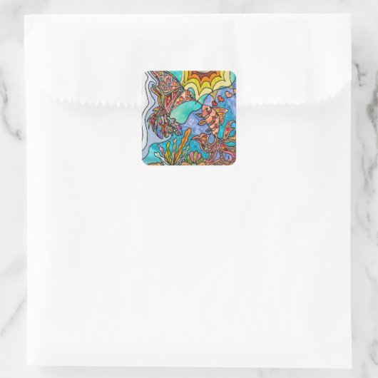 Hummingbird Goldfish Reflection Art Sticker (Tasche)