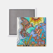Hummingbird Goldfish Reflection Fantasy Art Magnet (Vorderseite/Rückseite)