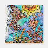 Hummingbird Goldfish Reflection Fantasy Art Magnet (Vorne)
