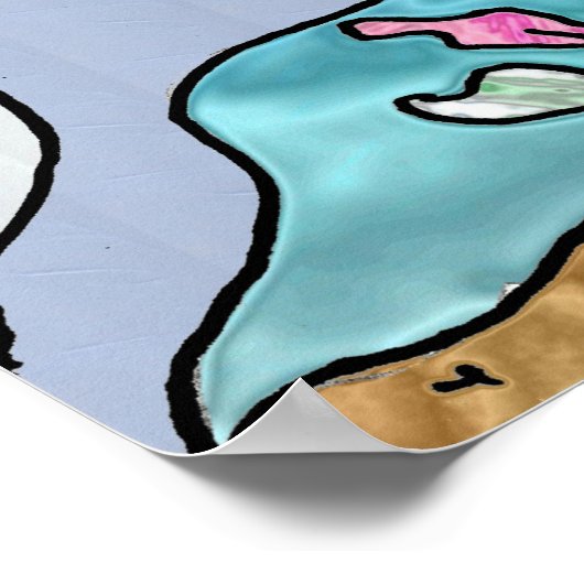 Hummingbird Goldfish Reflection Fantasy Art Poster (Ecke)