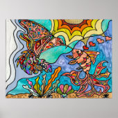 Hummingbird Goldfish Reflection Fantasy Art Poster (Vorne)