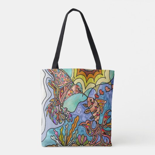 Hummingbird Goldfish Reflection Fantasy Art Tasche (Rückseite)