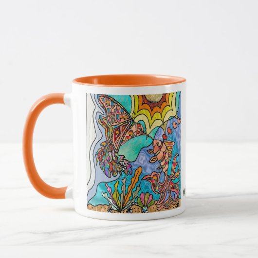 Hummingbird Goldfish Reflection Fantasy Art Tasse (Links)