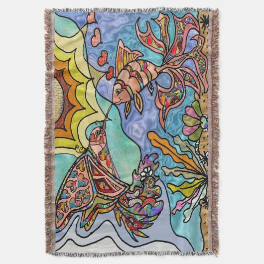 Hummingbird Goldfish Reflection Fantasy Blanket Decke (Vorderseite Vertikal)