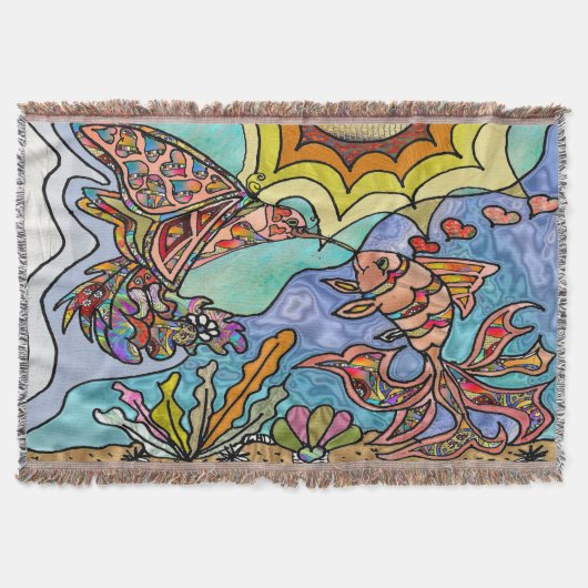 Hummingbird Goldfish Reflection Fantasy Blanket Decke (Vorderseite)
