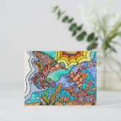 Hummingbird Goldfish Reflektion Art Postkarte (Stehend Vorderseite)